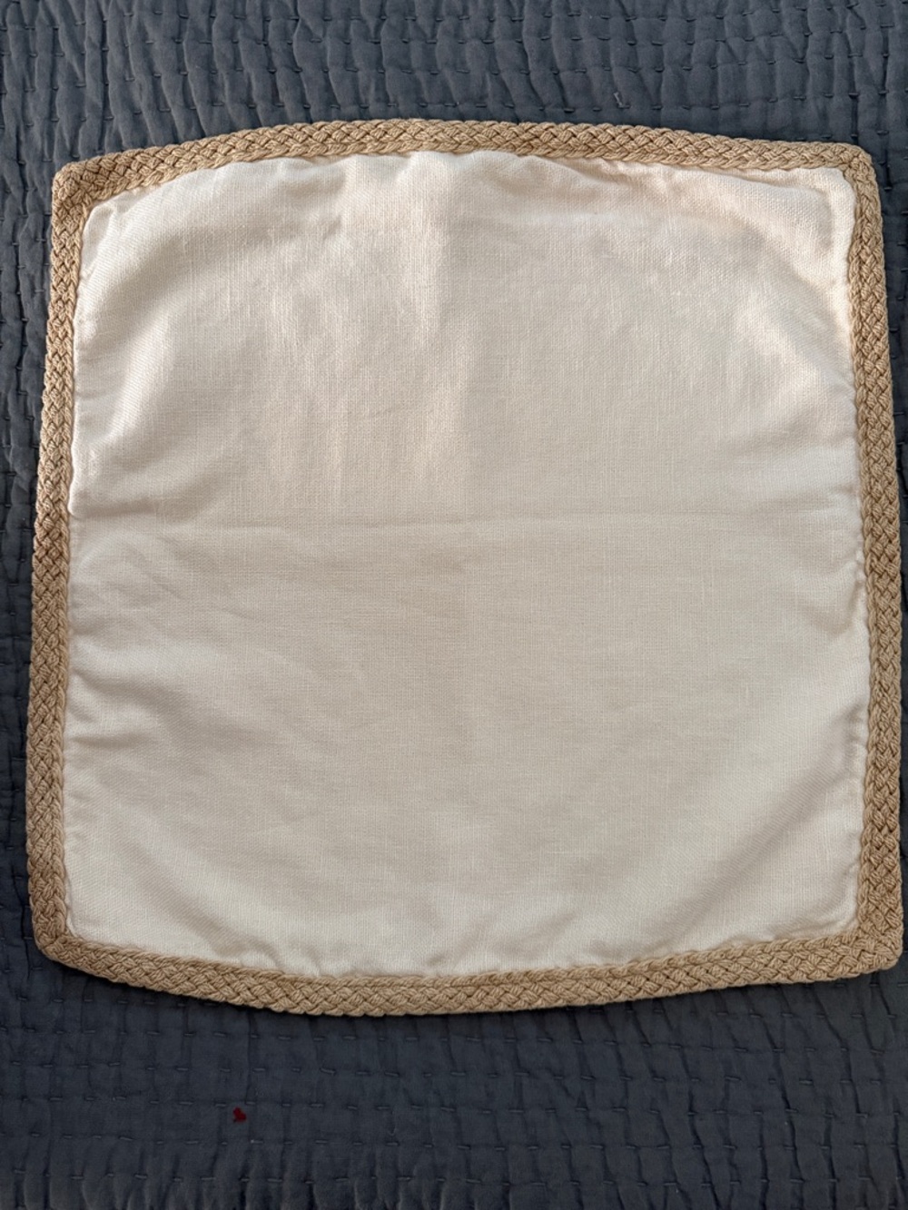 Pottery Barn Neutral Cream Braided Edge Throw Pillow Covers (SET of 2)